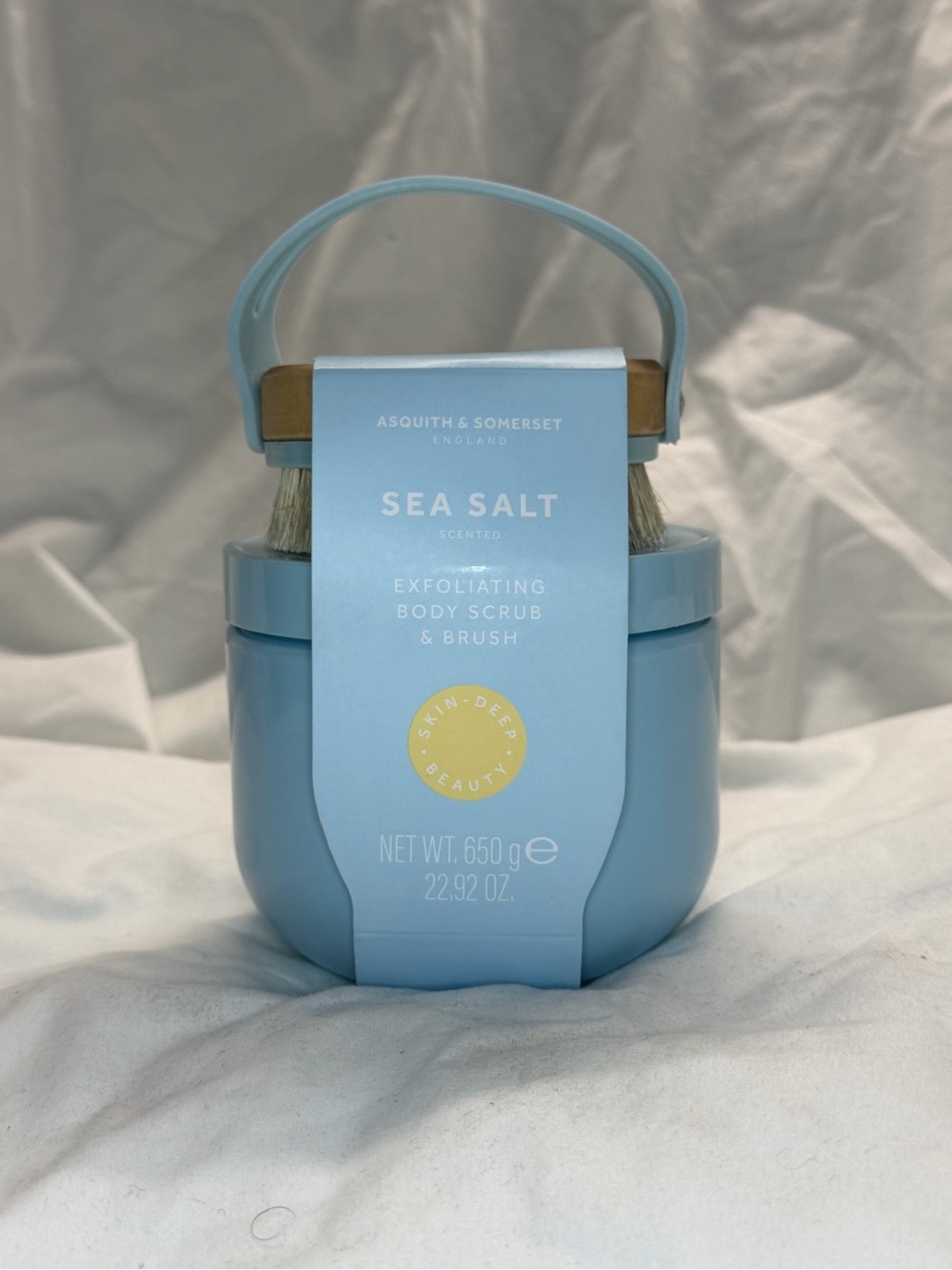 Asquith & Somerset Sea Salt Exfoliating Body Scrub & Brush — Light Blue